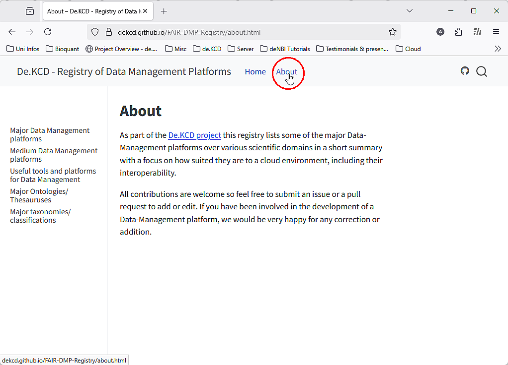 Image showing the top menu