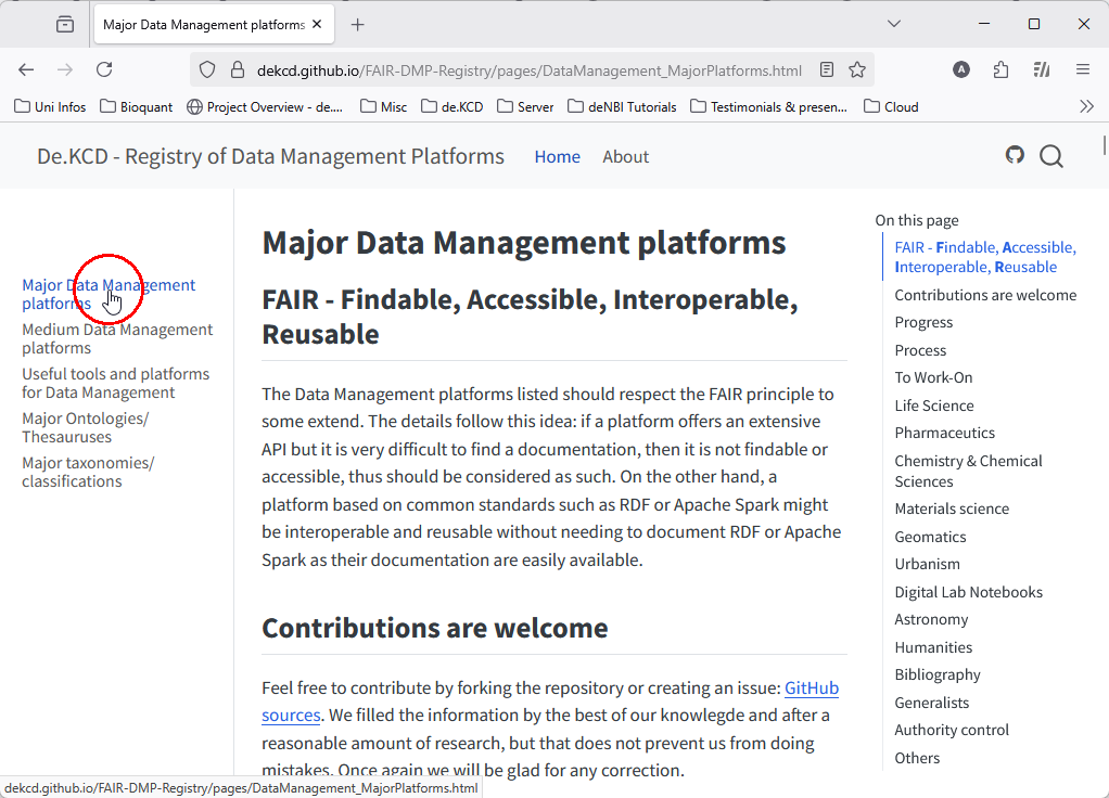 Image showing the left menu
